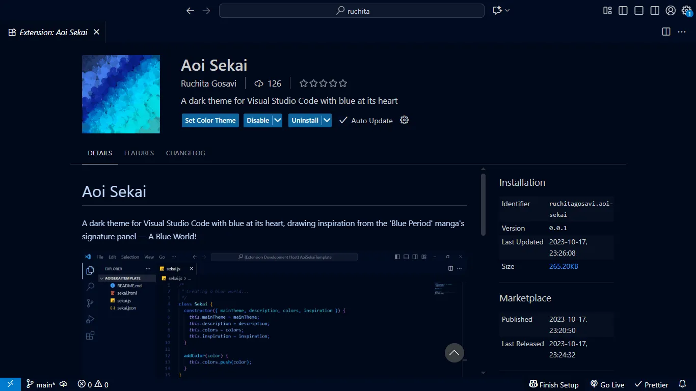 Preview of Aoi Sekai interface