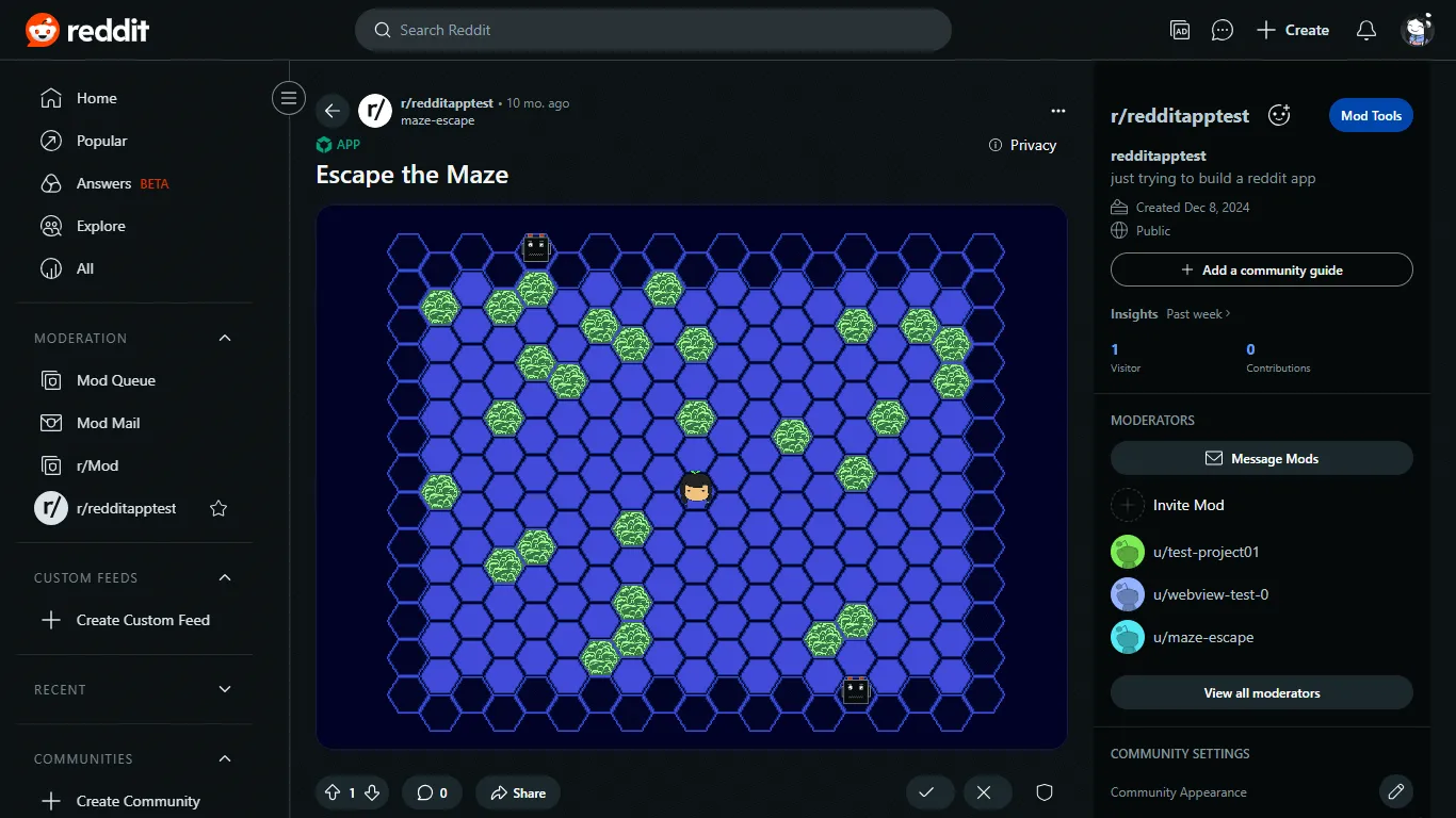 Preview of Maze Escape interface